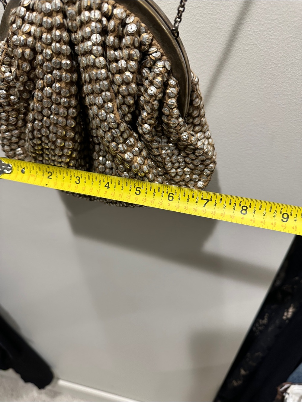 Beaded Metallic Evening Crossbody Bag - Gold - Picture 2 of 4